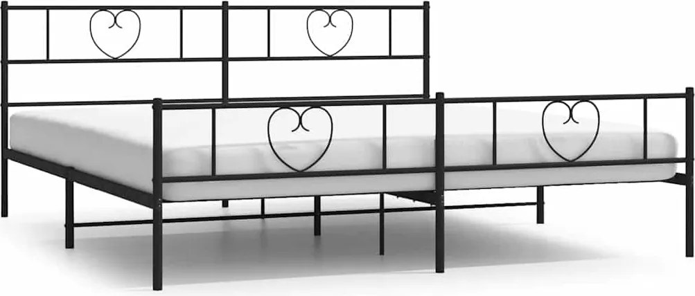 vidaXL Cadru pat metalic cu tăblii de cap/picioare, negru, 193x203 cm