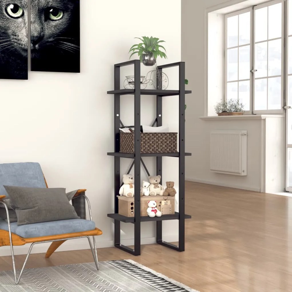Bibliotecă cu 3 rafturi, gri, 40x30x105 cm, pal