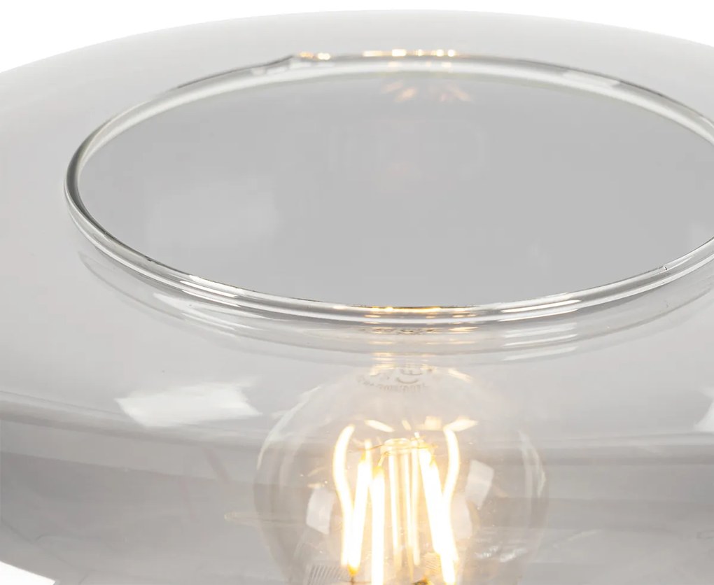 Lampă de podea neagră Art Deco cu sticlă fumurie - Bizle