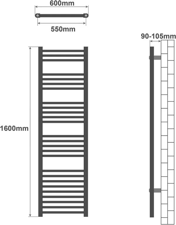 Radiator baie 1600 x 600 mm, alb