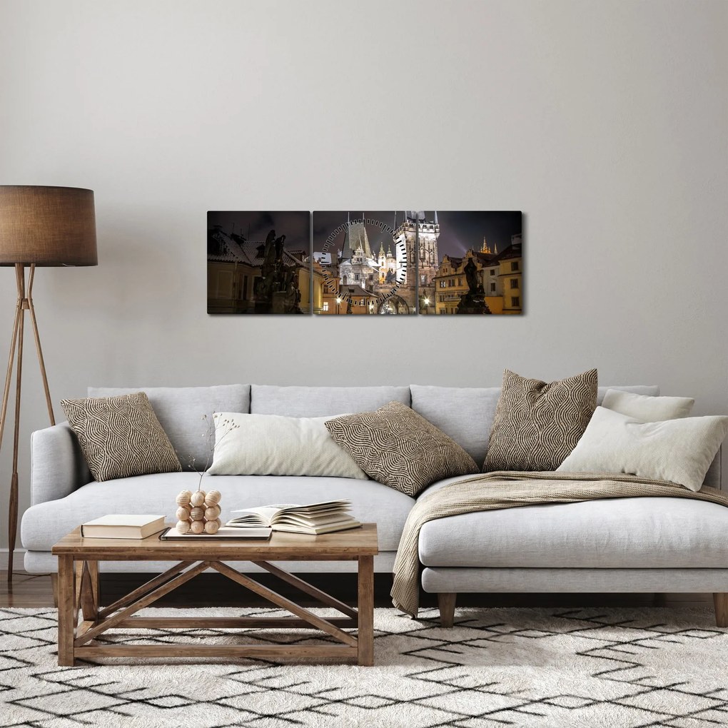Tablou cu Poarta de pulbere iluminată (cu ceas) (90x30 cm)