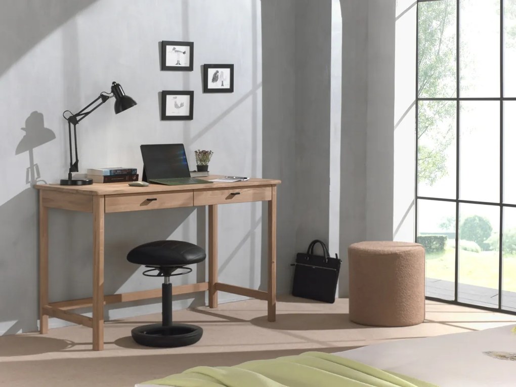 Set Complet Mobilier Camera Copii Forrest Oak, Pat 90x200 cm, Dulap cu 3 Uși, Noptieră și Birou, din Lemn de Stejar, Natur – Vipack
