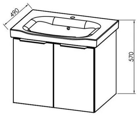 Set mobilier suspendat si lavoar Kolpasan, Lana, 65 cm, lemn deschis