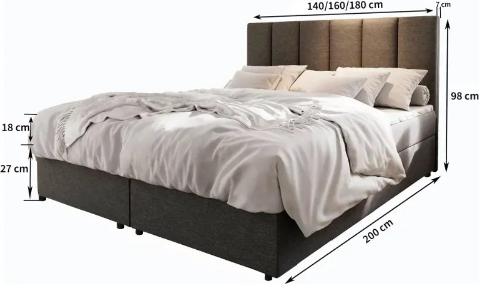 OFERTA Pat tapițata boxspring MERALIS 180x200 cm bej calitatea II Saltele: Saltea cu arcuri Bonell