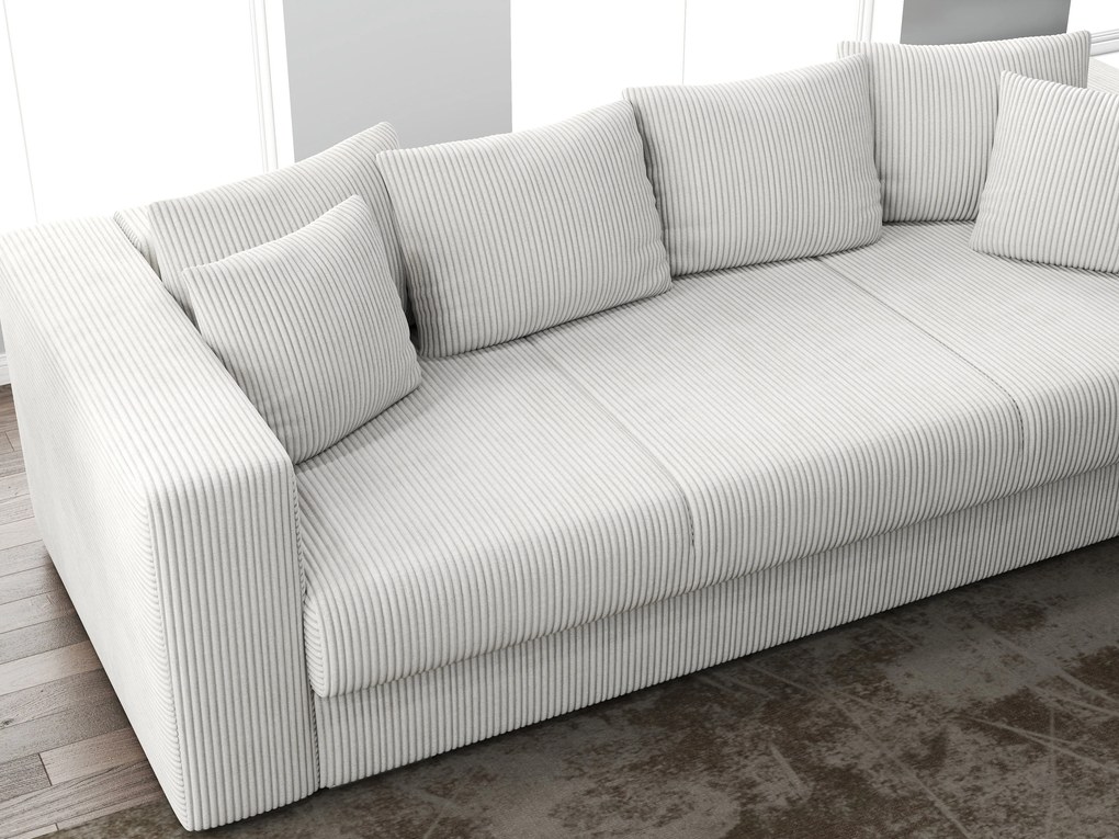 Canapea extensibilă dumonde cu ladă de depozitare si sezut confortabil din spuma high-density, Gloria Zoom Cream 240x100 cm