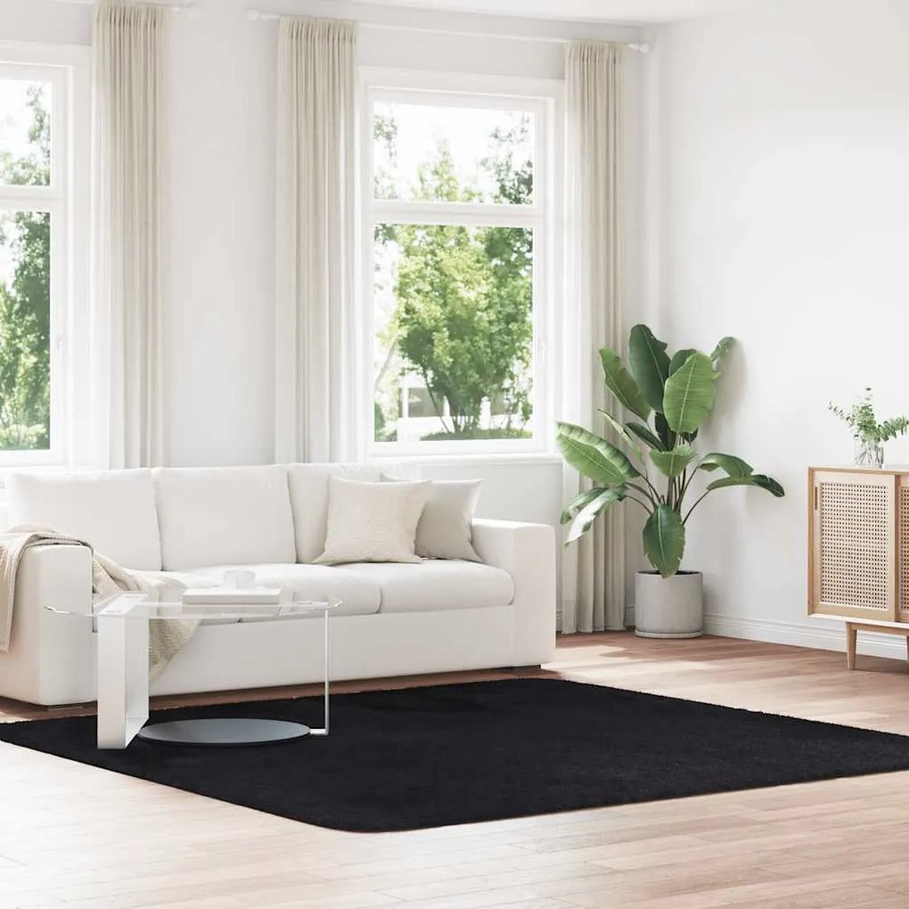 vidaXL Covor shaggy cu pom înalt, NAVARRA, negru, 240x240cm, poliester