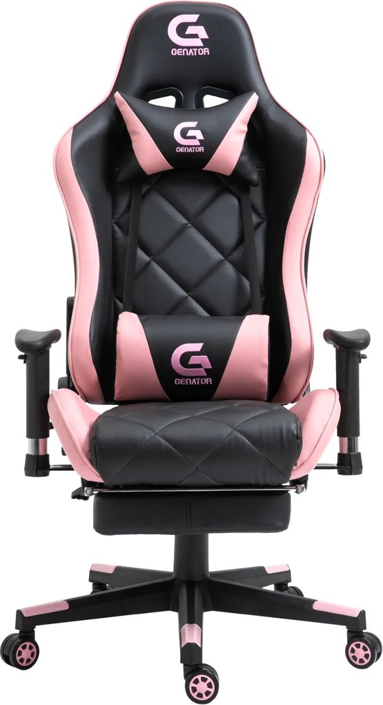 Scaun gaming Genator, suport picioare, funcție sezlong, SIG 5028, Negru/Roz