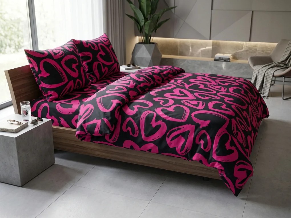 Lenjerie de pat din microfibra AMORYS roz Dimensiune lenjerie de pat: 2 buc 70 x 80 cm | 160 x 200 cm