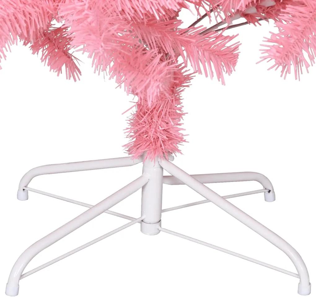 Brad de Craciun artificial cu suport, roz, 240 cm, PVC 1, Roz, 240 cm