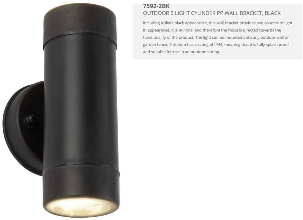 Aplica perete exterior IP44 Up and Down 7592-2BK SRT
