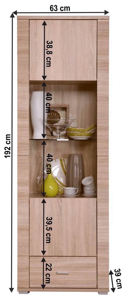 Vitrină tip 5, stejar sonoma, GRAND