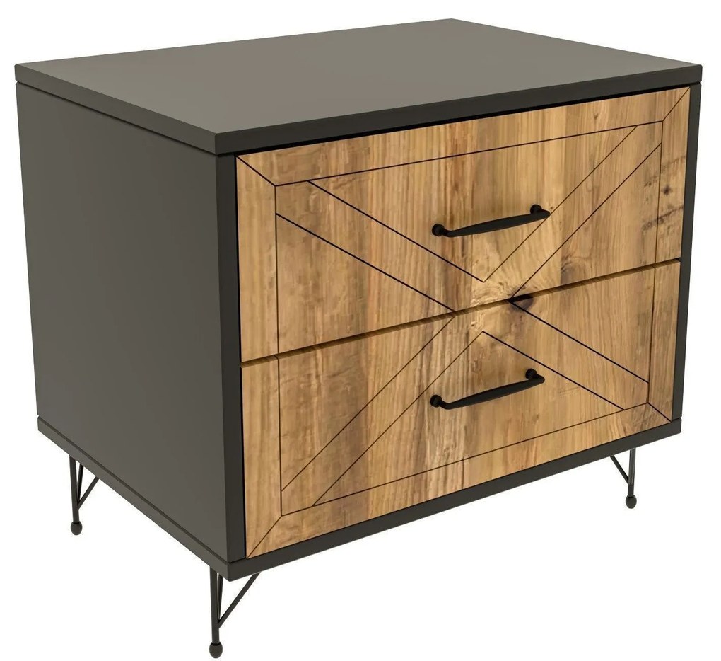 Noptiera Glynn Nightstand, Crem, 40x55x50 cm