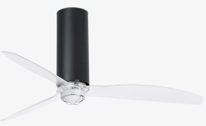 Lustra cu Ventilator si telecomanda TUBE FAN M negru mat/transparent