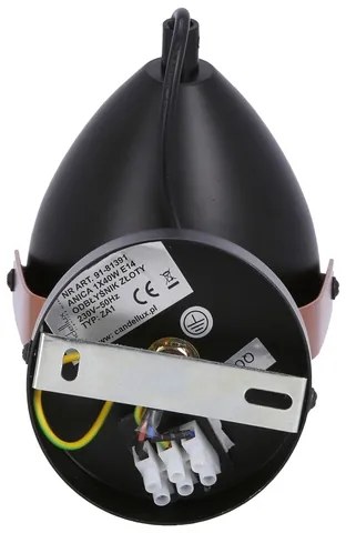 Spot ANICA 1xE14/40W/230V negru/cupru