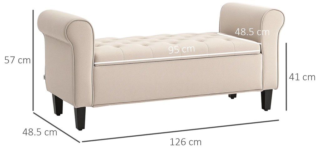 HOMCOM Bancă de Depozitare din Țesătură tip Catifea cu Spațiu Ascuns, Bej | Aosom Romania
