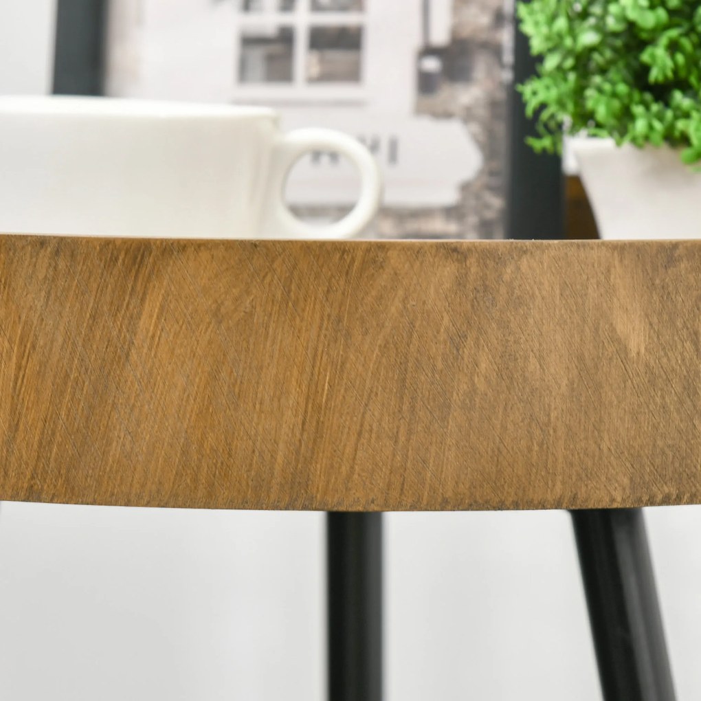 Masuta de cafea HOMCOM in stil industrial, din lemn si otel, Ø40,6x61,5cm, maro si negru | Aosom RO