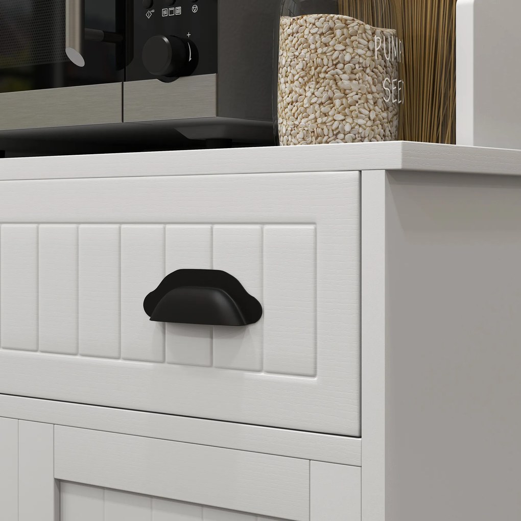 HOMCOM Dulap mobilier cuptor cu microunde pentru bucătărie cu spațiu deschis 1 sertar și dulap cu 2 uși 61 x 35 x 125,4 cm alb | Aosom Romania