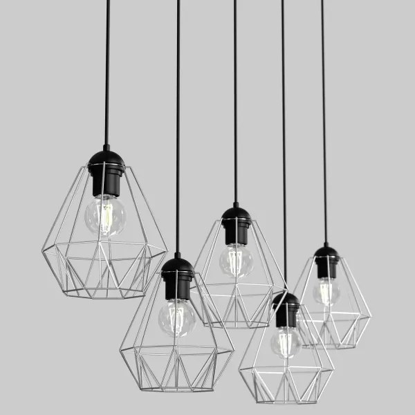 Lustră pe cablu BERGEN 5xE27/60W/230V neagră/crom lucios