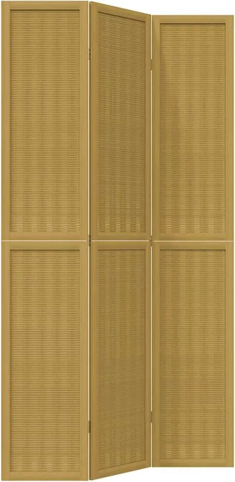 vidaXL Paravan de cameră cu 3 panouri, maro, lemn masiv paulownia