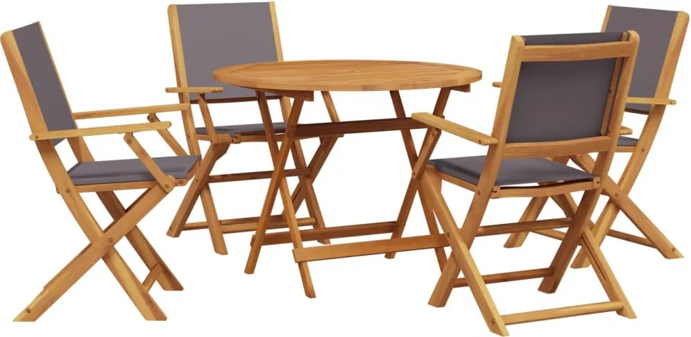vidaXL Set mobilier de grădină 5 piese textil antracit/lemn masiv