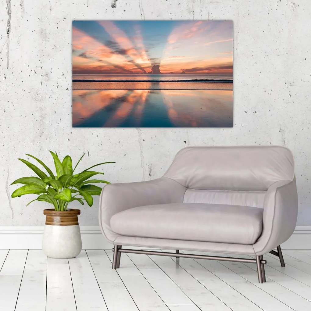 Tablou cu razele solare deasupra plajei Dayton (90x60 cm)