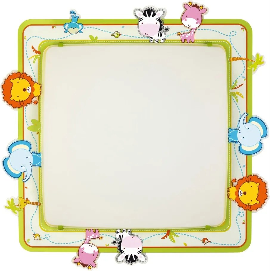 Aplica perete sau tavan camera copii cu imagini imprimate, Little Zoo 63116 DB