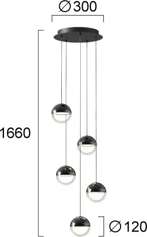 Candelabru LED suspendat pe cablu ZIREA LED/30W/230V, negru