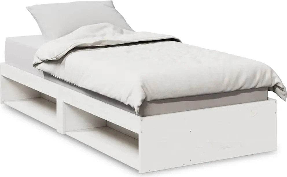 vidaXL Pat de zi fără saltea alb 100x200 cm lemn masiv de pin