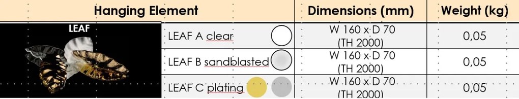 Element decorativ suspendat design frunze care cad din tavan LEAF B sandblasted