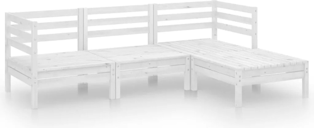 vidaXL Set mobilier de grădină, 4 piese, alb, lemn masiv de pin