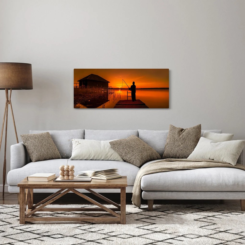 Tablou cu pescar (120x50 cm)