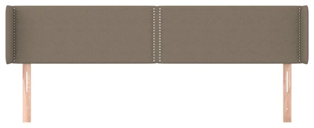 Tablie de pat cu aripioare gri taupe 203x16x78 88 cm textil 1, Gri taupe, 203 x 16 x 78 88 cm