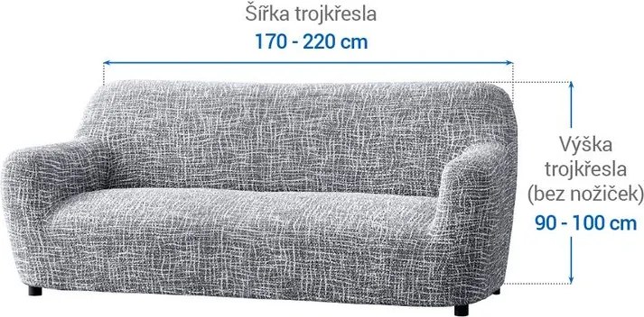 Gaico Huse cu două elastice GRAFITI NOU antracit fotoliu triplu (l. 170 - 220 cm)