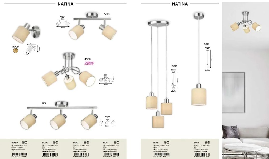 Lustra cu 3 spoturi design modern Natina 4980 RX