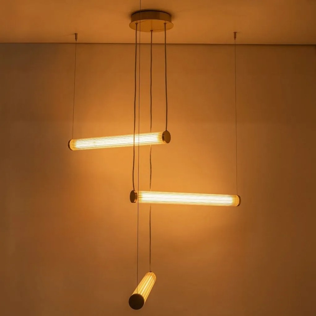 Lustra LED smart cu telecomanda COMO alama periata