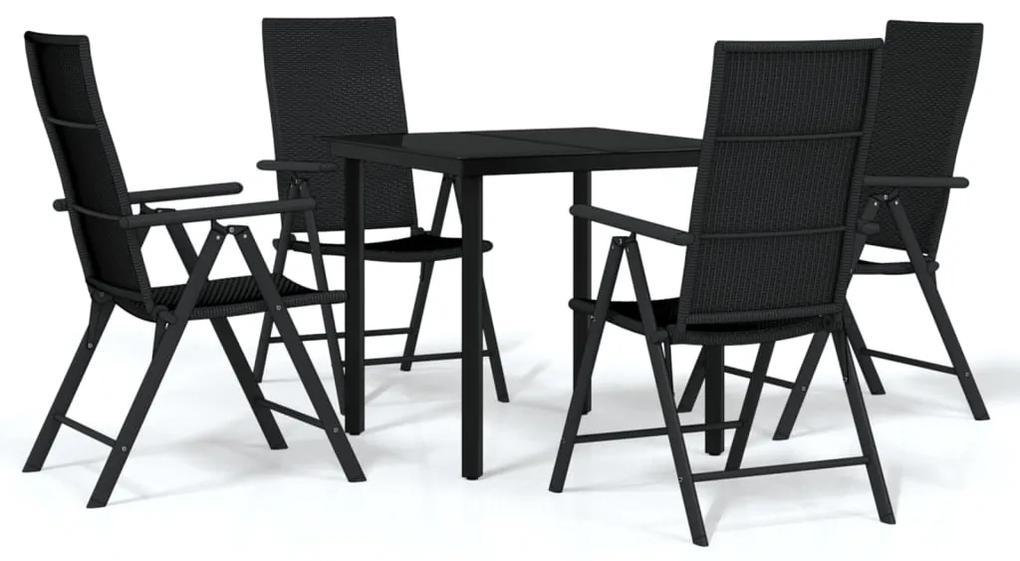 Set de mobilier pentru gradina, 5 piese, negru Lungime masa 80 cm, 5