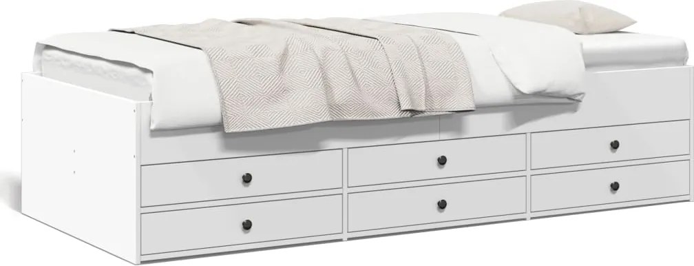 vidaXL Pat de zi cu sertare fără saltea, alb, 75x190 cm
