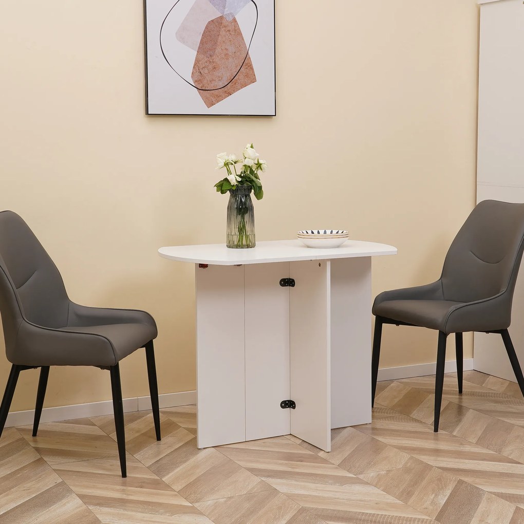 HOMCOM Masă Pliabilă Bucătărie Prânz Lemn Melamină Ușor de Curățat Design Compact Alb | Aosom Romania