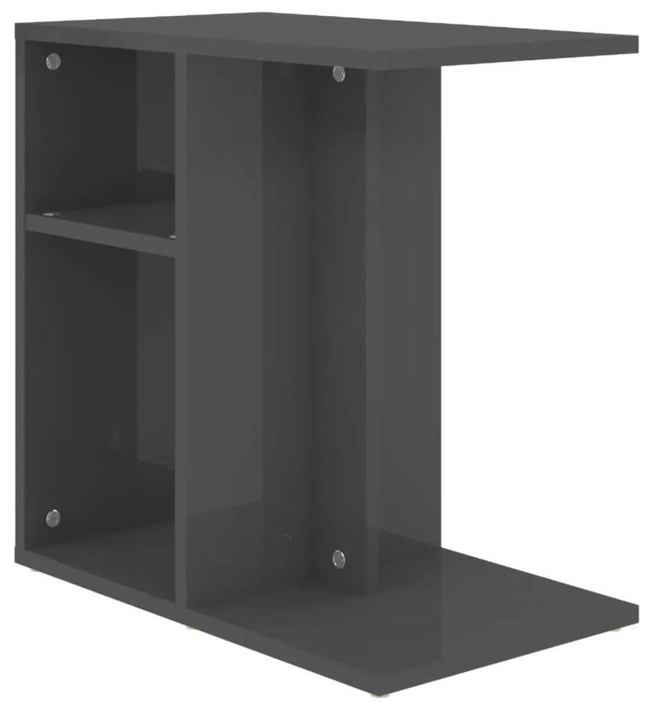 803028 vidaXL Masă laterală, gri extralucios, 50x30x50 cm, PAL