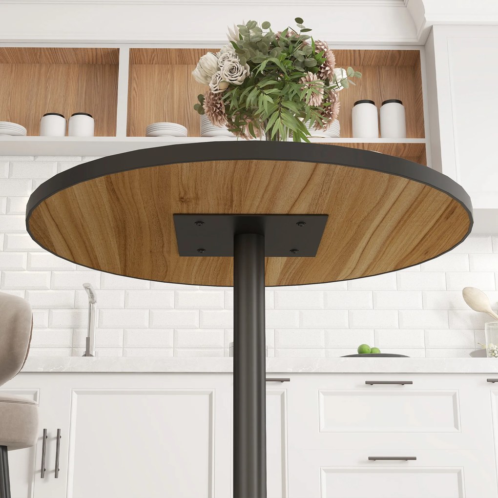 HOMCOM Masa de dining rotundă, Imitație de stejar, design compact, pentru 2-4 persoane, Stejar | Aosom Romania