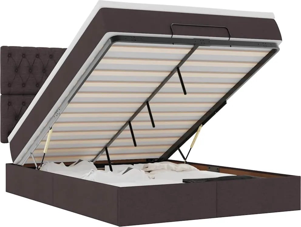 vidaXL Cadru de pat otoman cu saltea țesătură maro închis 140x200 cm