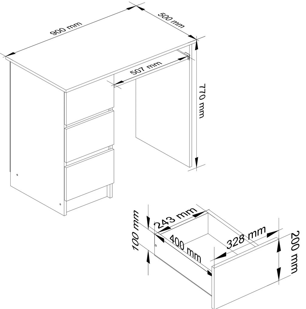 Masă PC Benicio (Stejar craft) (S). 1069880