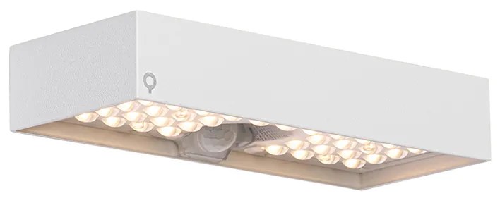 Aplică de perete exterioară albă cu lumină reglabilă și senzor solar - Kayo