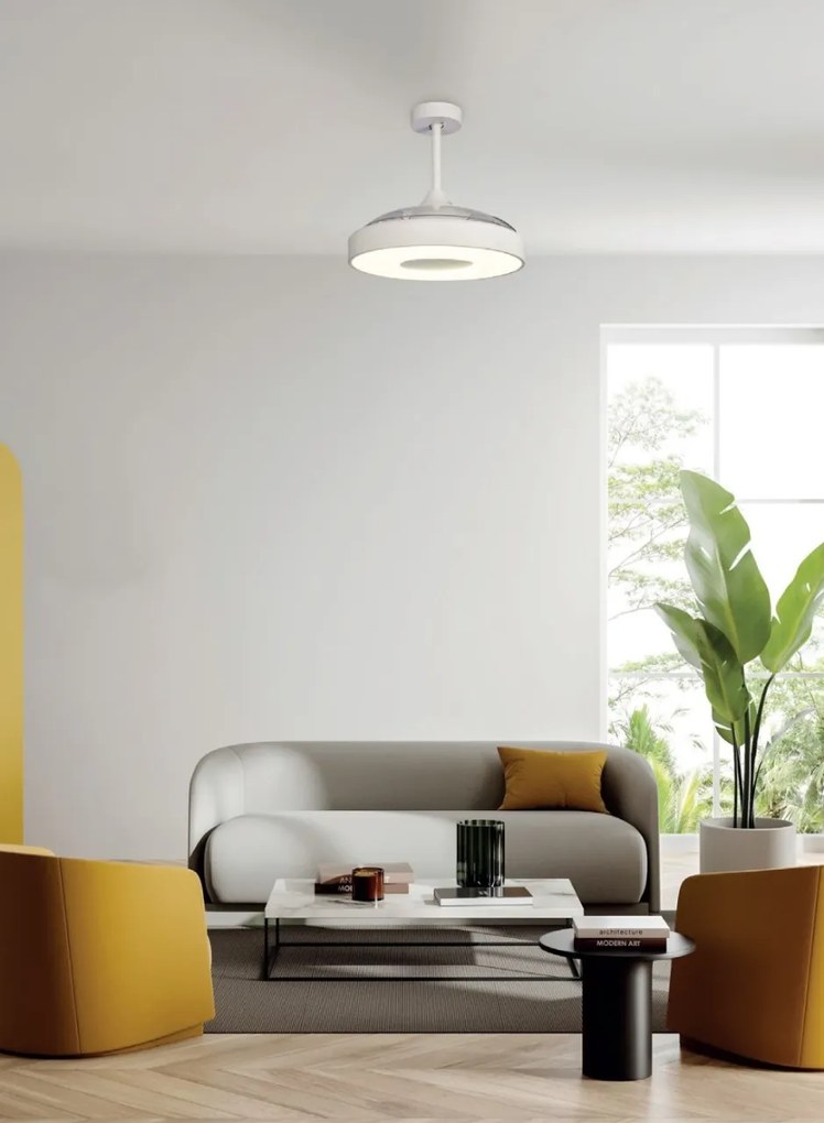 Lustra LED cu Ventilator si telecomanda COIN alb