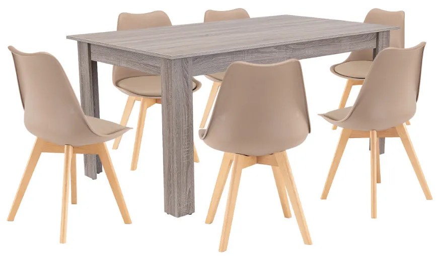 Set de masă Lola 6+1 bej-stejar York