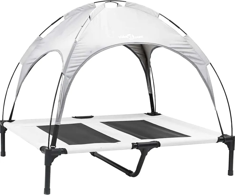 vidaXL Pat pentru câini Manual Gri argintie 92 x 77 x 82,5 cm Oțel