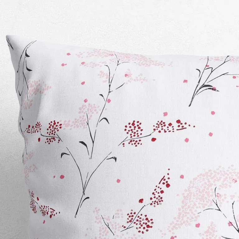 Goldea față de pernă din bumbac - flori japoneze pe alb 70 x 70 cm