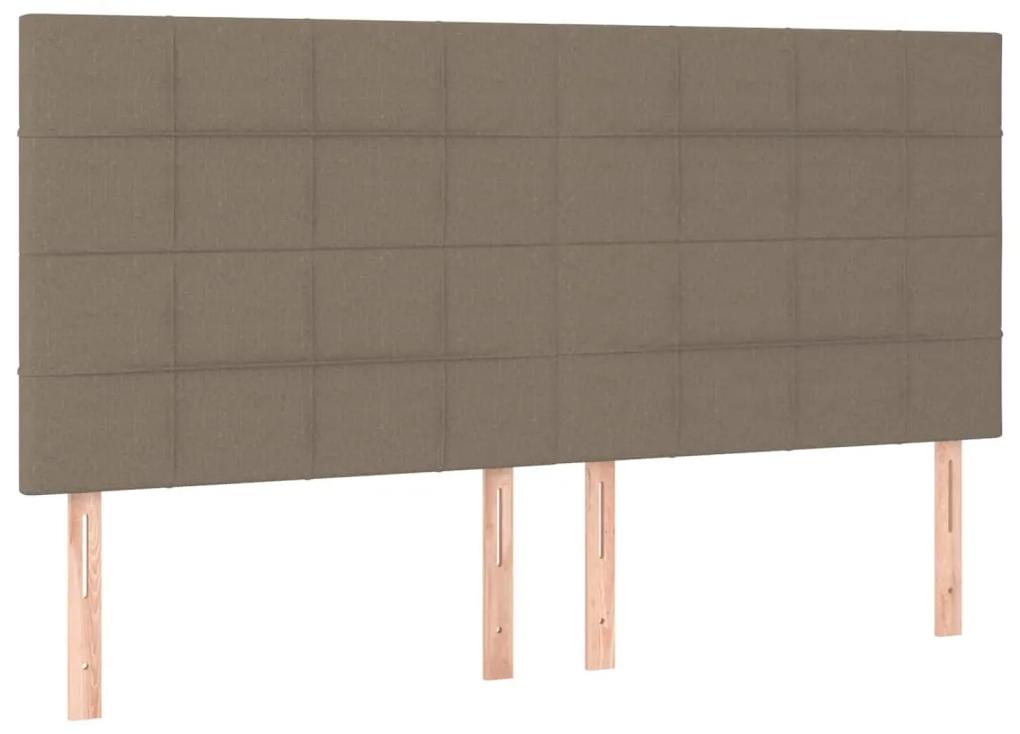 Pat continental cu saltea, gri taupe, 180x200 cm, textil Gri taupe, 180 x 200 cm, Cu blocuri patrate