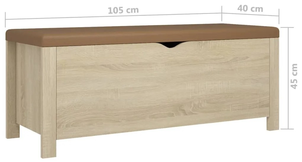 Bancheta pantofar cu perna, stejar sonoma, 105x40x45 cm, PAL 1, Stejar sonoma