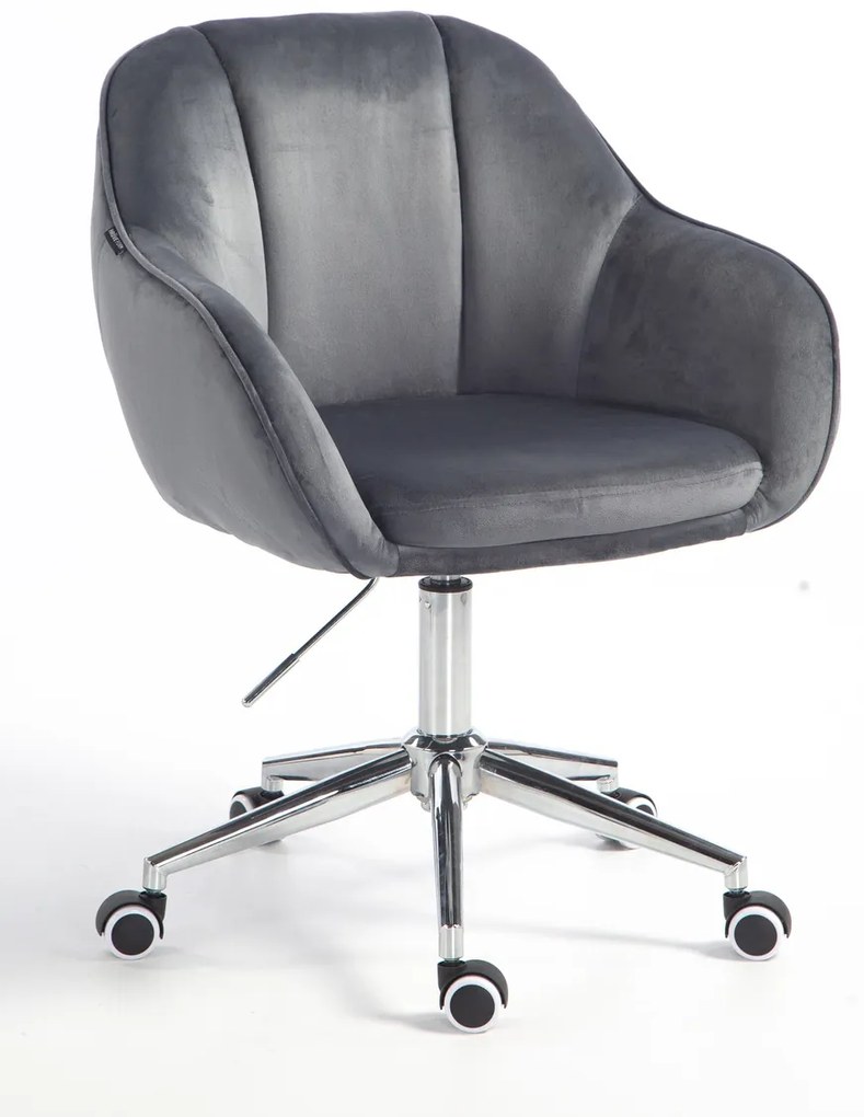 HR2055K Scaun Grafit din Catifea cu Bază Cromata